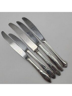Mixed Lot Flatware Silver Plated Dinner Knives Set of 5 Viande